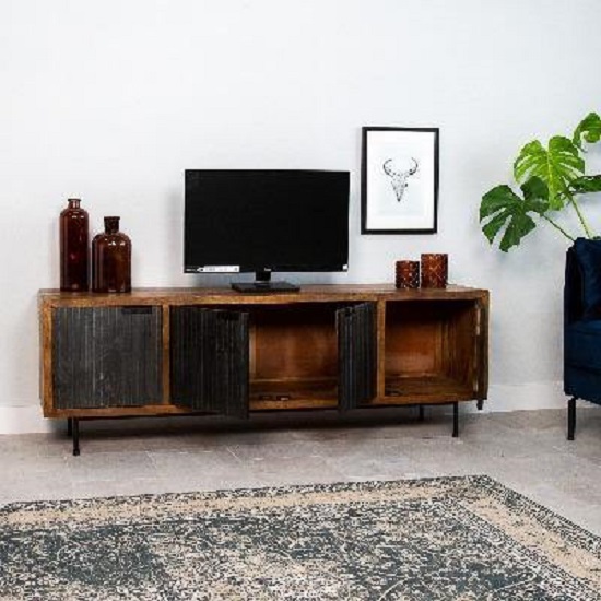 Industriëlen dressoir vier deuren zwart