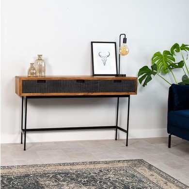 Industriële kaptafel zwart hout