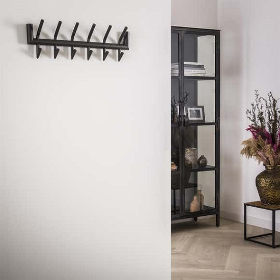 Kapstok zes haken metaal grijs