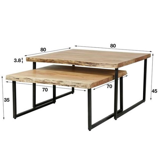 Salontafel set boomstam blad vintage