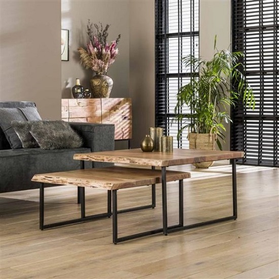 Salontafel set boomstam blad