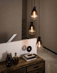 Hanglamp gerookt glas vintage