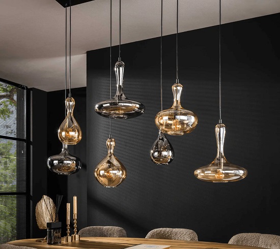 Hanglamp verstelbare kappen glas