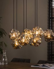 Hanglamp zeven glazen rots kappen