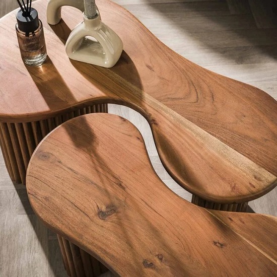 Salontafel acacia organisch set