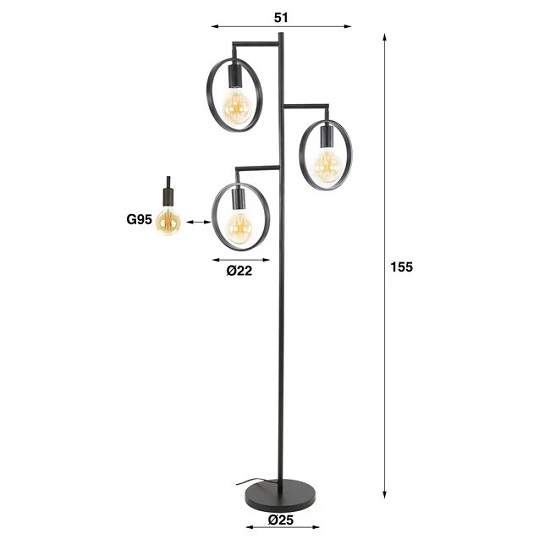 Vloerlamp-drie-metalen-ringen zwart