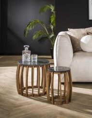 Bijzettafels hout en marmer