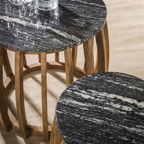 Bijzettafels hout marmer