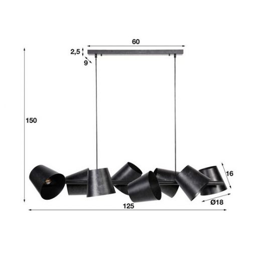 Hanglamp acht kappen zwart