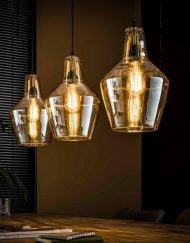Hanglamp drie glazen kappen