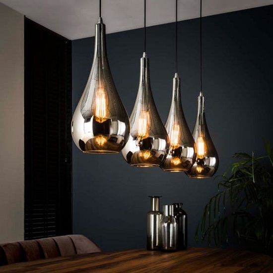 Industrieel hanglamp Chrome glas