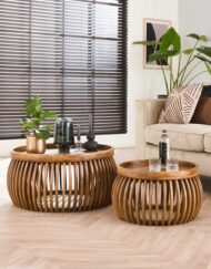 Salontafel rond massief hout