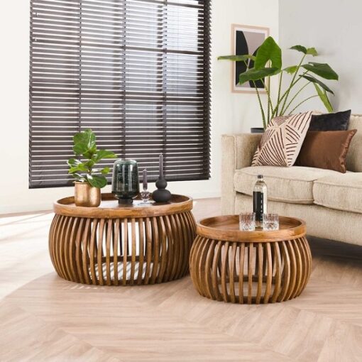 Salontafel rond massief hout