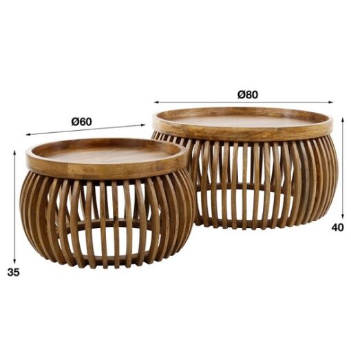 Salontafel rond massief houten