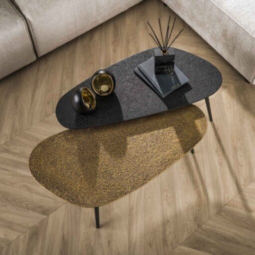 Salontafel set industrieel zwart brons