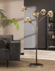 Vloerlamp vintage grijs glazenbol