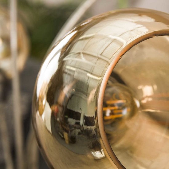 Vloerlamp vintage grijs glazenbol amber