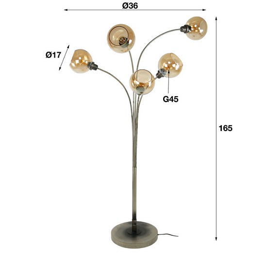 Vloerlamp vintage grijs glazenbollen