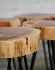 Bijzettafels boomstam rond