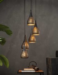 Hanglamp getrapt zwart brons