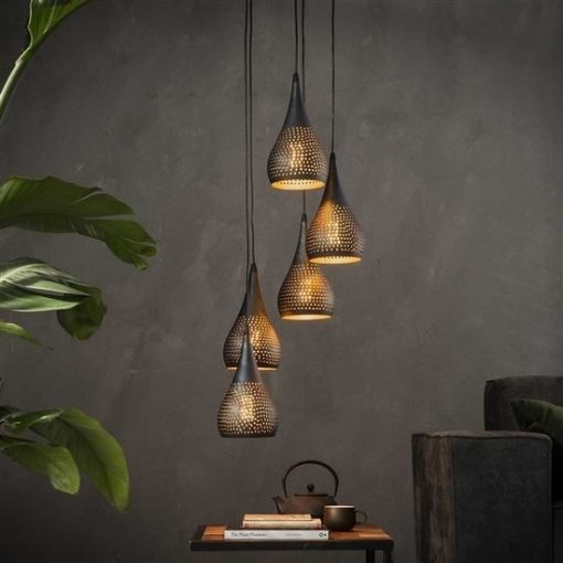 Hanglamp getrapt zwart brons