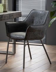Armstoel comfortabel lederlook zwart