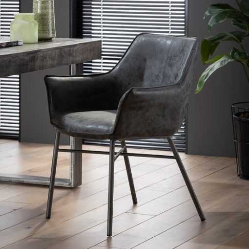 Armstoel comfortabel lederlook zwart
