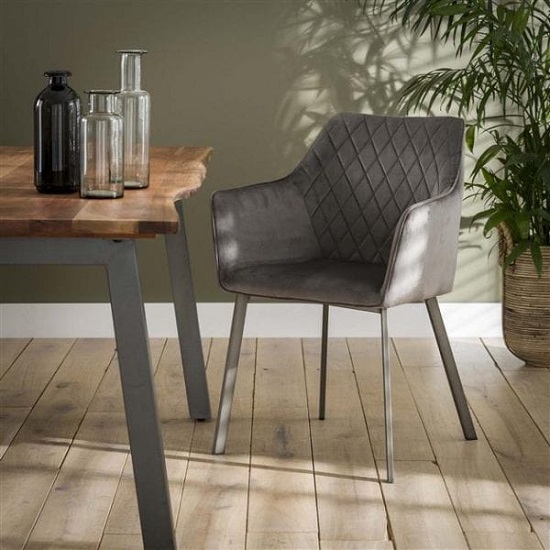 Fluwelen eetkamerstoel antraciet