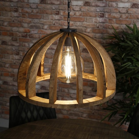 Houten hanglamp eettafel naturel