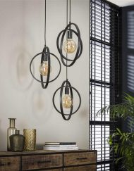 Industrieel hanglamp zwart ringen