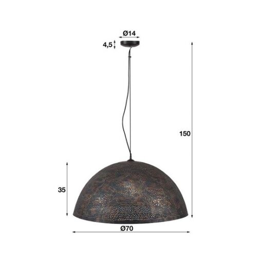Hanglamp groot zwart bruin metaal