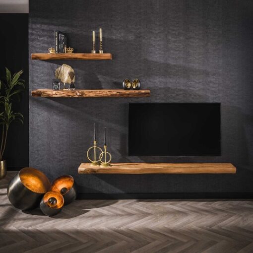 Houten wandplank zwevend tv