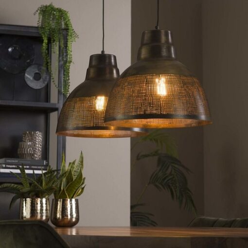 Hanglamp bronzen kappen twee