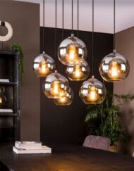 Hanglamp chroom rookglas