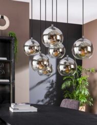Hanglamp chroom rookglas bol