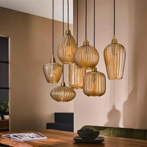 Glazen hanglamp amber bol
