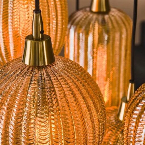 Glazen hanglamp amber rond
