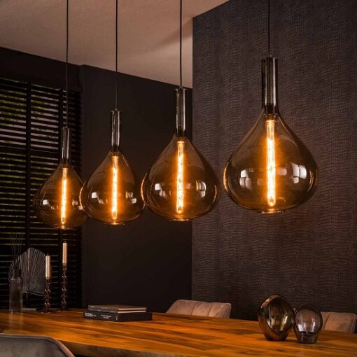 Glazen hanglamp eettafel smoke