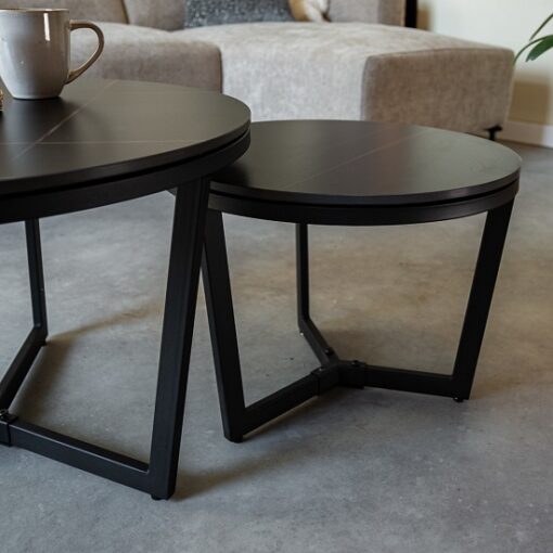 Salontafel-rond-marmer-zwart-set