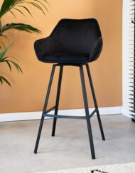 Velvet barkruk armleuning zwart