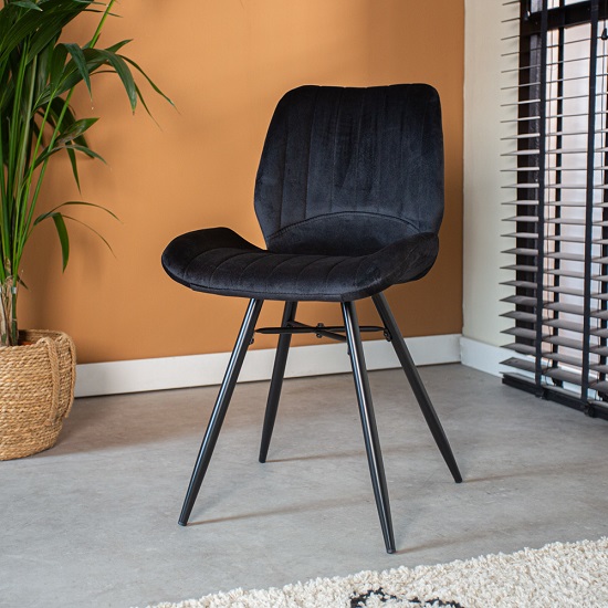 Fluweel-eetkamerstoelen-zwart