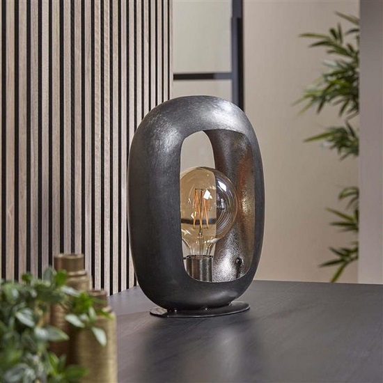 Moderne zwarte tafellamp rond