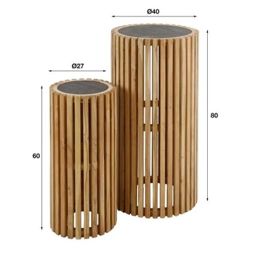 Bloemenzuil leisteen zwart set