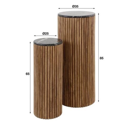 Bloemenzuil marmer zwart hout