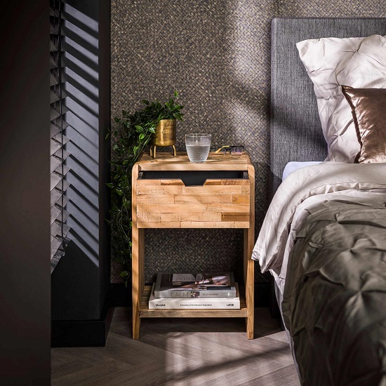 Nachtkastje teakhout lade