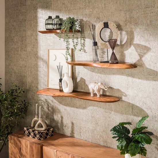 Organische wandplank hout acacia