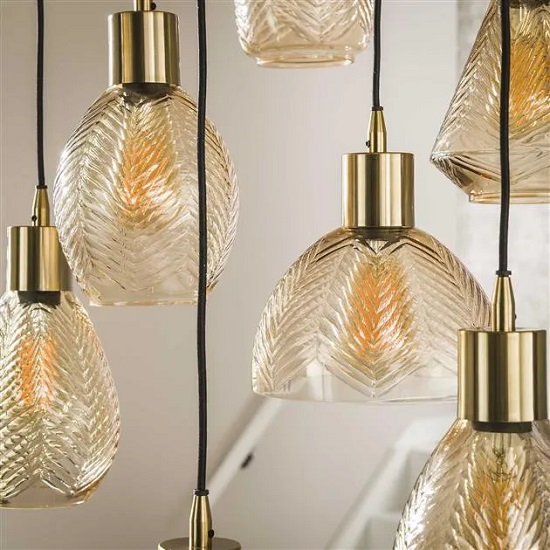 Hanglamp glas amber goud