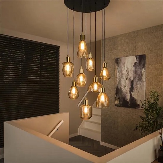 Hanglamp glas amber kleur