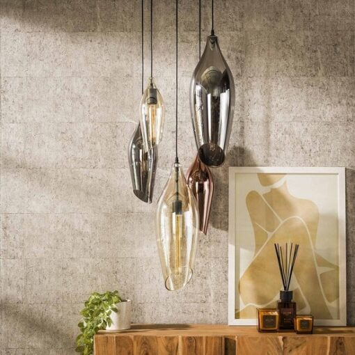 Glazen hanglamp woonkamer