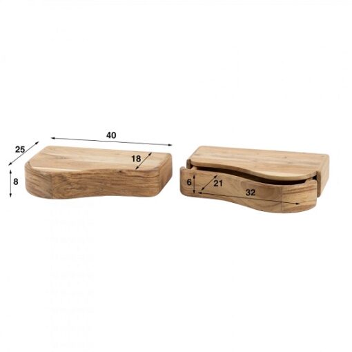 Hout nachtkastje organisch set